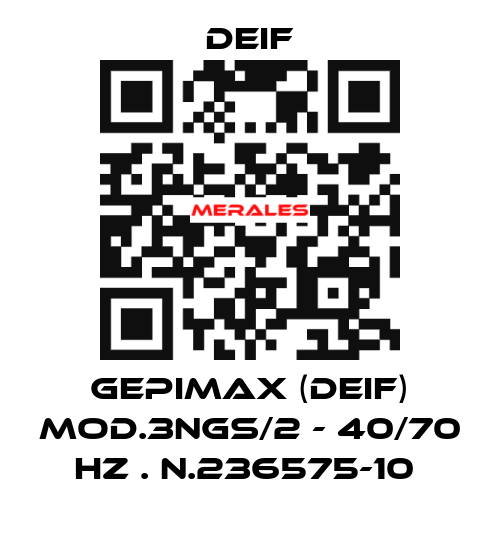 GEPIMAX (DEIF) MOD.3NGS/2 - 40/70 HZ . N.236575-10  Deif