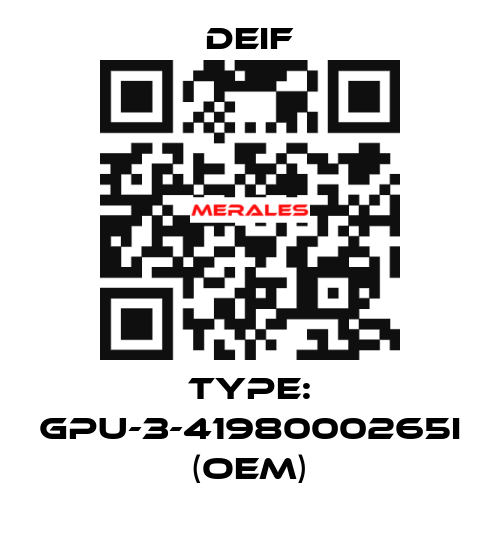 Type: GPU-3-4198000265I (OEM) Deif