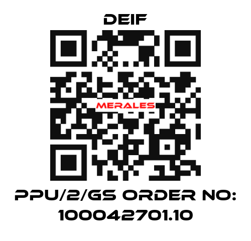 PPU/2/GS ORDER NO: 100042701.10 Deif