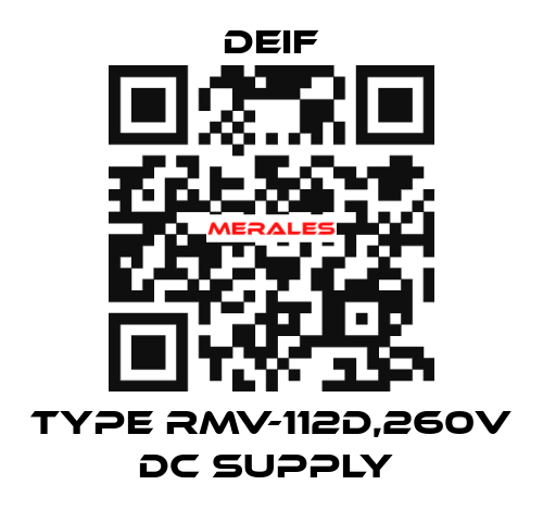 TYPE RMV-112D,260V DC SUPPLY  Deif