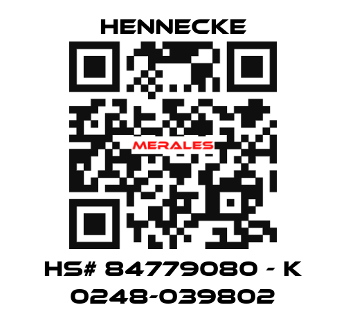 HS# 84779080 - K 0248-039802 Hennecke