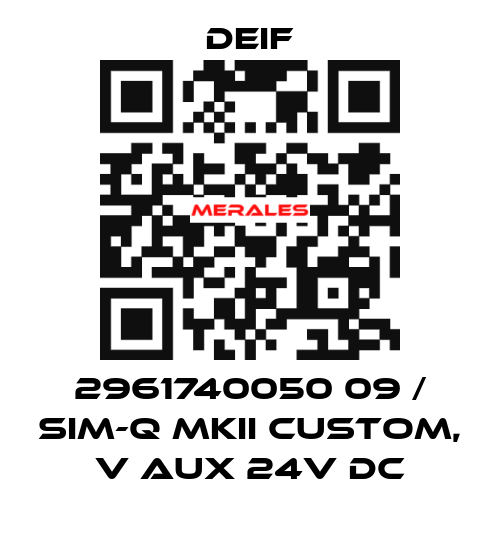 2961740050 09 / SIM-Q MKII CUSTOM, V aux 24V DC Deif