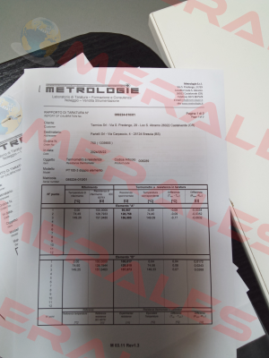 Calibration report traceable to 3+3 points (0°C; +75°C; +150°C) Termics