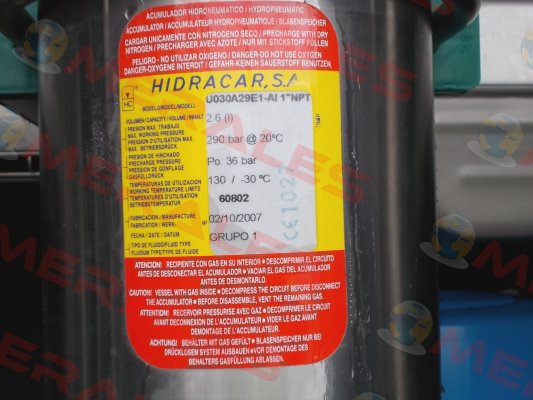 U030A29E1-AI 1"NPT  Hidracar