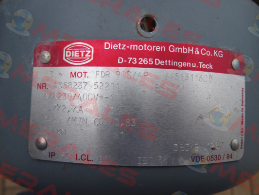 FDR 90S/4P,648131160D  oem  and obsolete  Dietz-Motoren