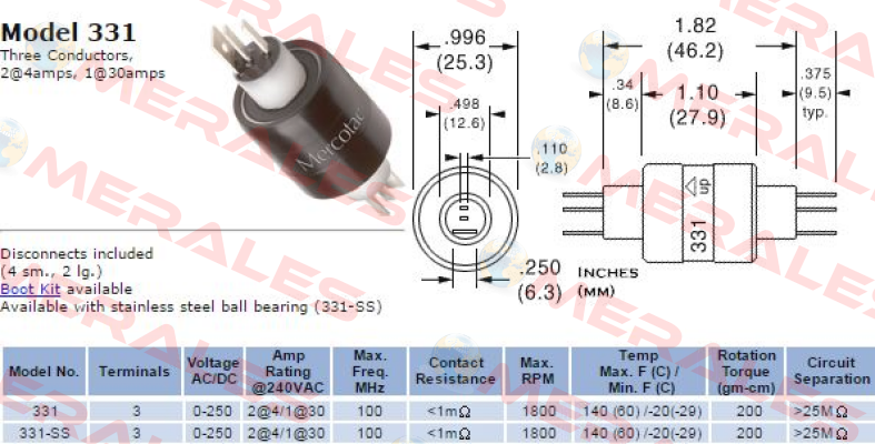 LM03-03310-S0 , Type 331-VA  Mercotac