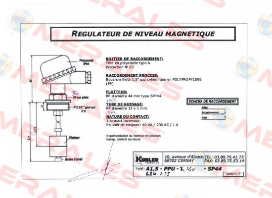 A1.5-PPU-250-SP44 old code, new code ABRPP1, 5"-PPU-L250/12-PP44A  Kübler