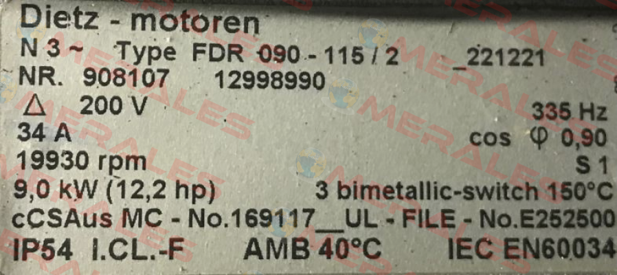 FDR 090-115/2 NR.623362 OEM for  Zünd Systemtechnik AG Dietz-Motoren