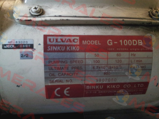 G-100DB OEM, alternative GHD101D ULVAC