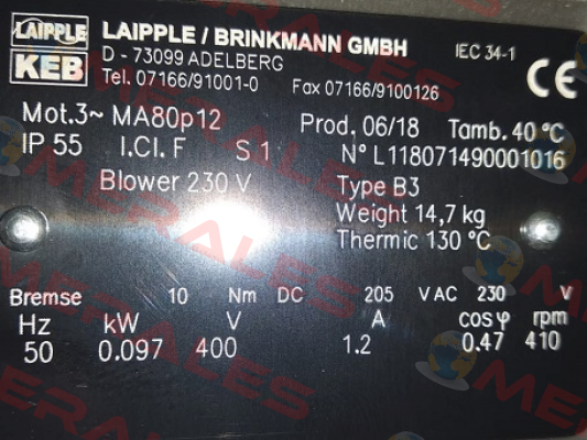 MA80/12-TB-BR-FL-ST10 LAIPPLE KEB