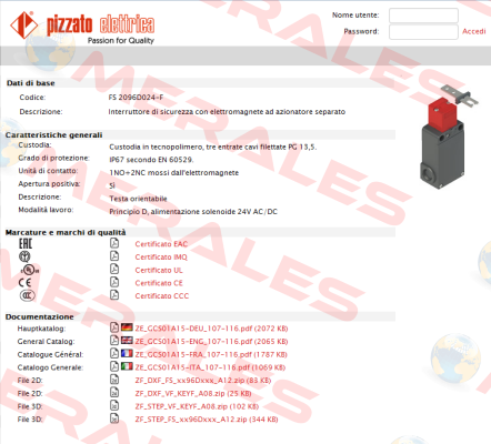 FS 2096D024-F Pizzato Elettrica