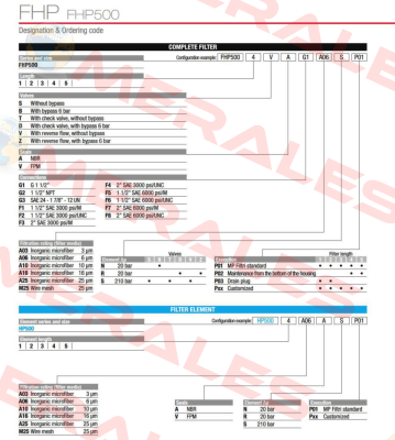 FHP-500-4-B-A-F5-A10-N-P02 MP Filtri