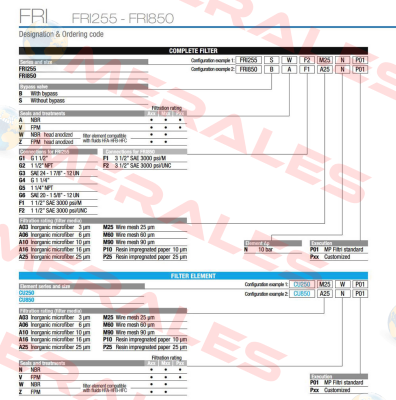 FRI-850-B-A-F1-A03-N-P01 MP Filtri