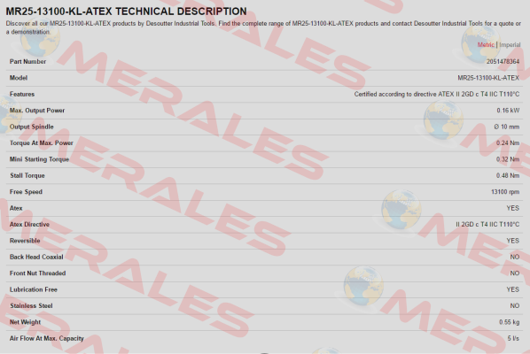 2051478364 / MR25-13100-KL-ATEX Desoutter