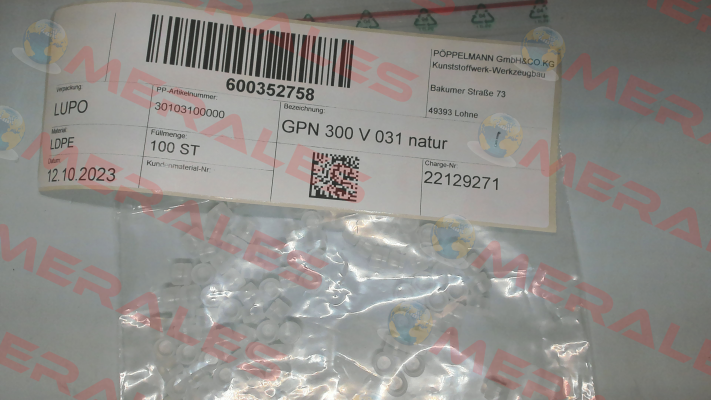 301 0310 0000 / GPN 300 V 031 Poppelmann